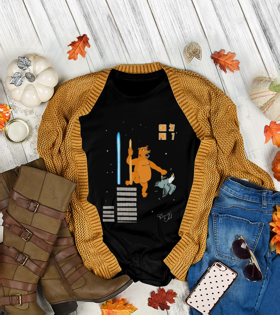 CHI 27 PHI 7 Cartoon Bears Vs Eagles Star Wars T-Shirt