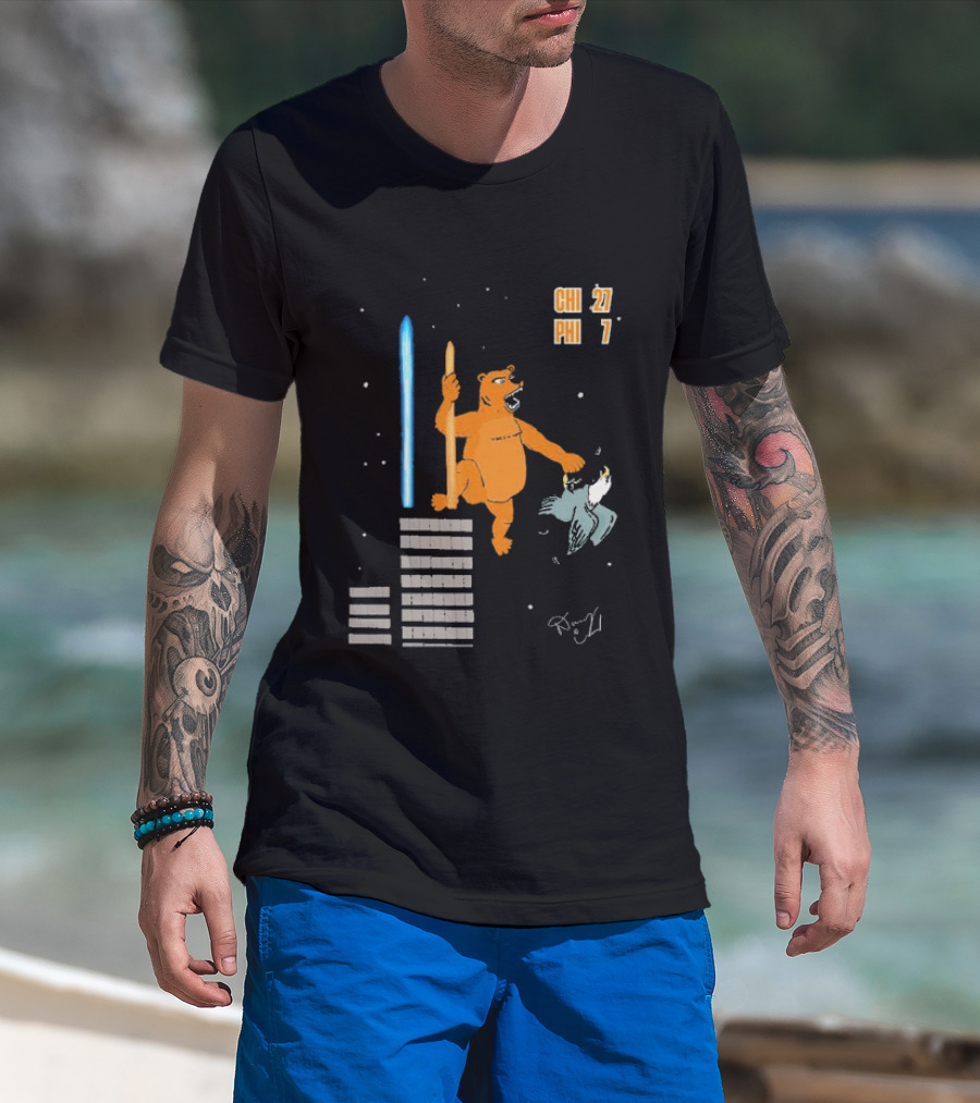 CHI 27 PHI 7 Cartoon Bears Vs Eagles Star Wars T-Shirt