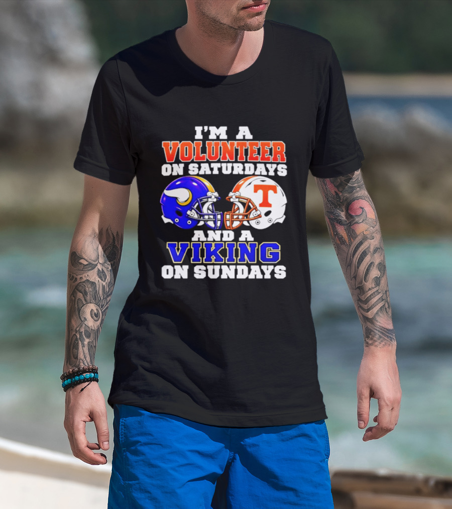 I'm A Volunteer On Saturdays And A Viking On Sundays Helmet Football T-Shirt
