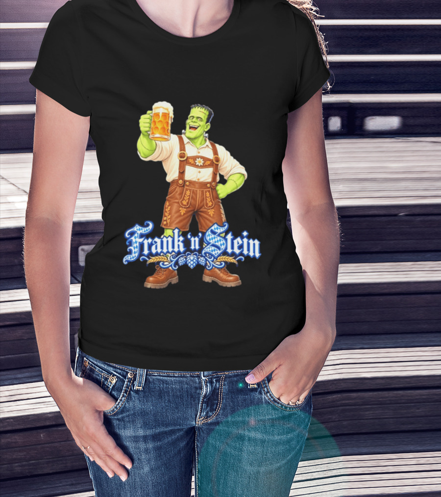 Frank 'n Stein Frankenstein Oktoberfest Beer Lover Lederhosen Brew Cheers T-Shirt