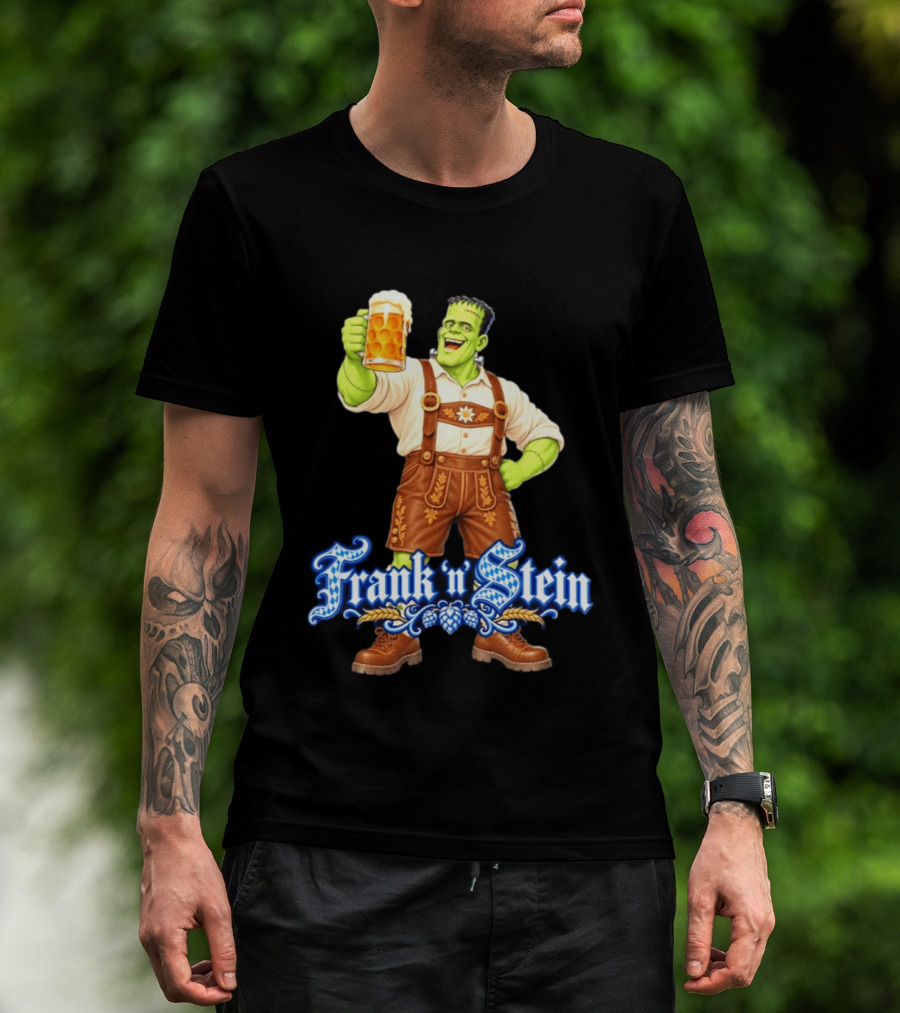 Frank 'n Stein Frankenstein Oktoberfest Beer Lover Lederhosen Brew Cheers T-Shirt