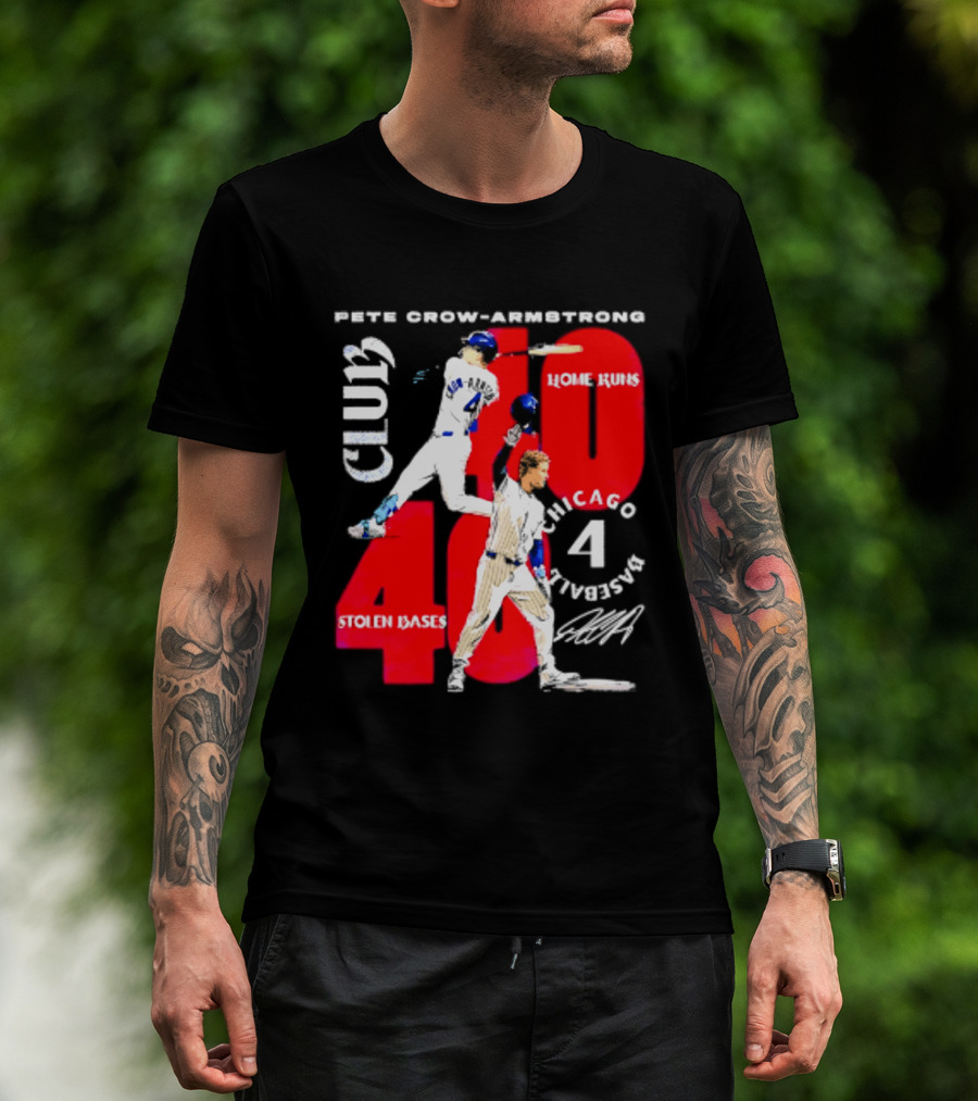 Pete Crow Armstrong Chicago Cubs 40 Home Runs 40 Stolen Bases Club Grunge T-Shirt