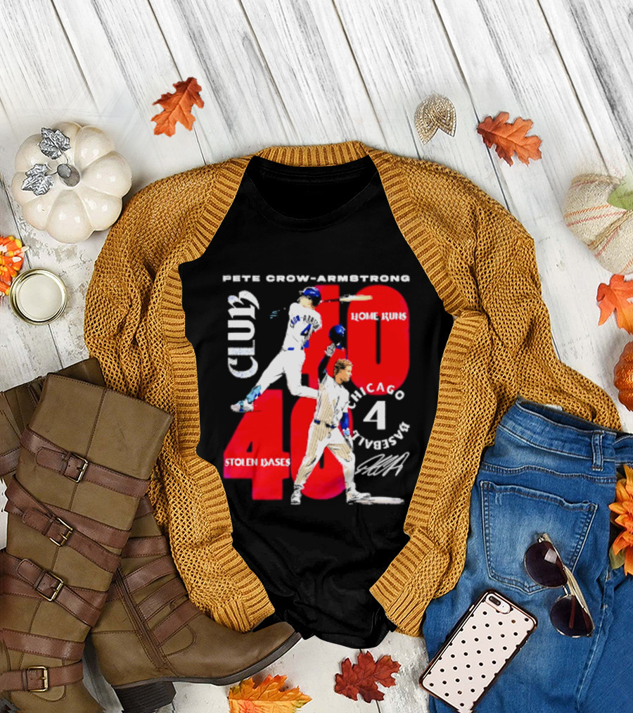 Pete Crow Armstrong Chicago Cubs 40 Home Runs 40 Stolen Bases Club Grunge T-Shirt