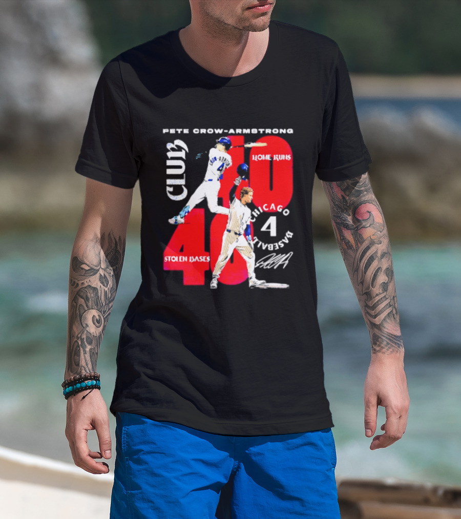 Pete Crow Armstrong Chicago Cubs 40 Home Runs 40 Stolen Bases Club Grunge T-Shirt