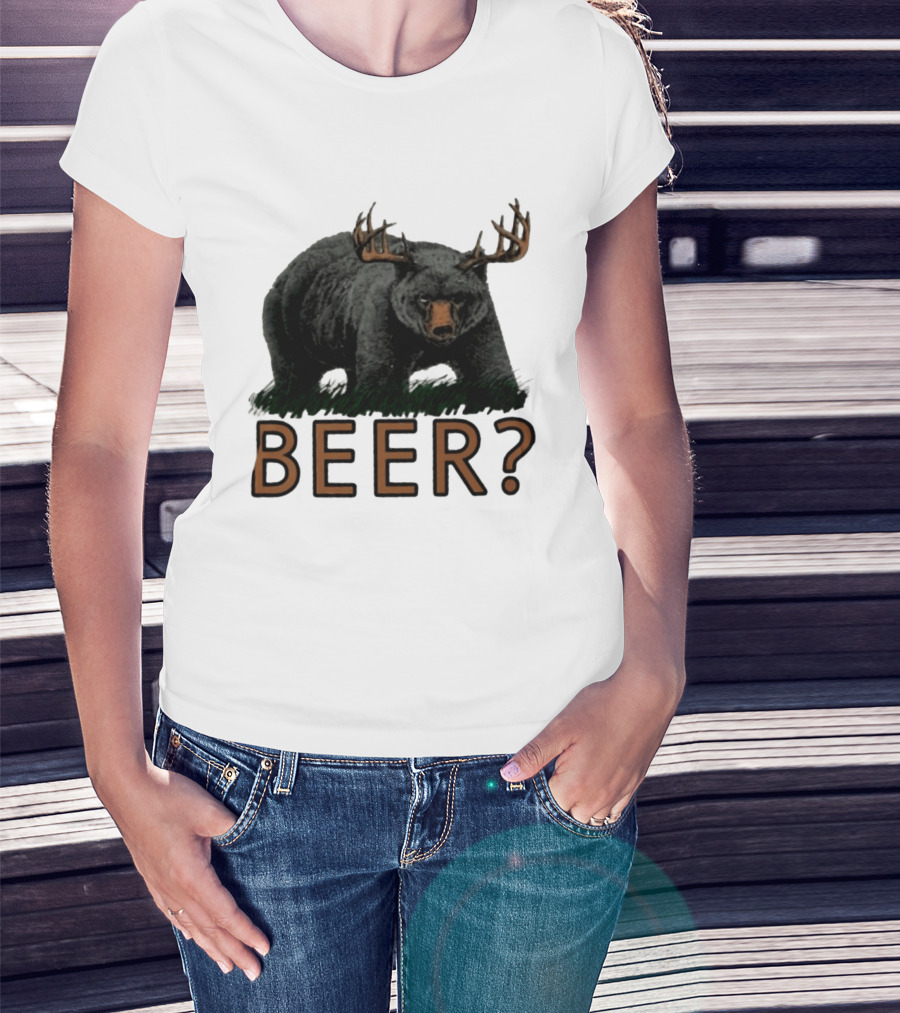 Bear With Antlers Beer T-Shirt
