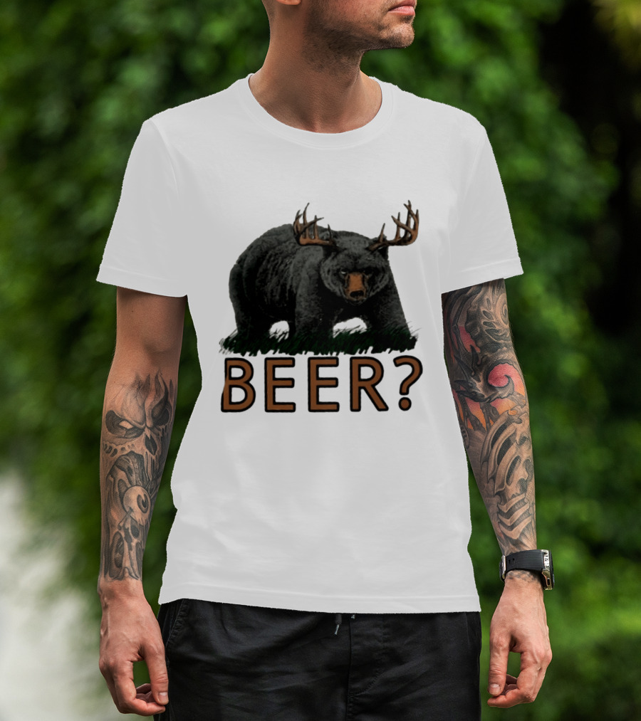 Bear With Antlers Beer T-Shirt