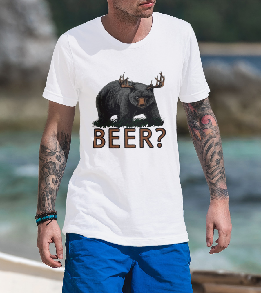Bear With Antlers Beer T-Shirt