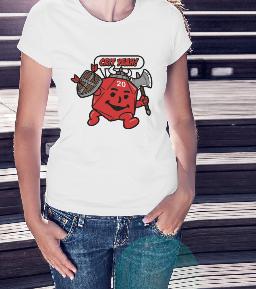 Crit Yeah D20 Viking Dice With Axe And Shield T-Shirt