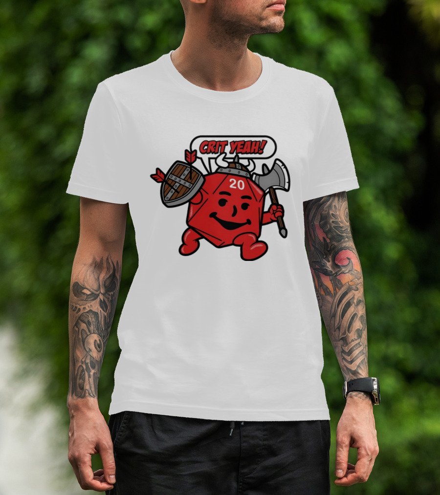 Crit Yeah D20 Viking Dice With Axe And Shield T-Shirt