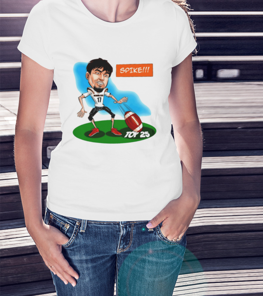 Drew Mestemaker Oklahoma State Football Spike Top 25 Player Caricature T-Shirt