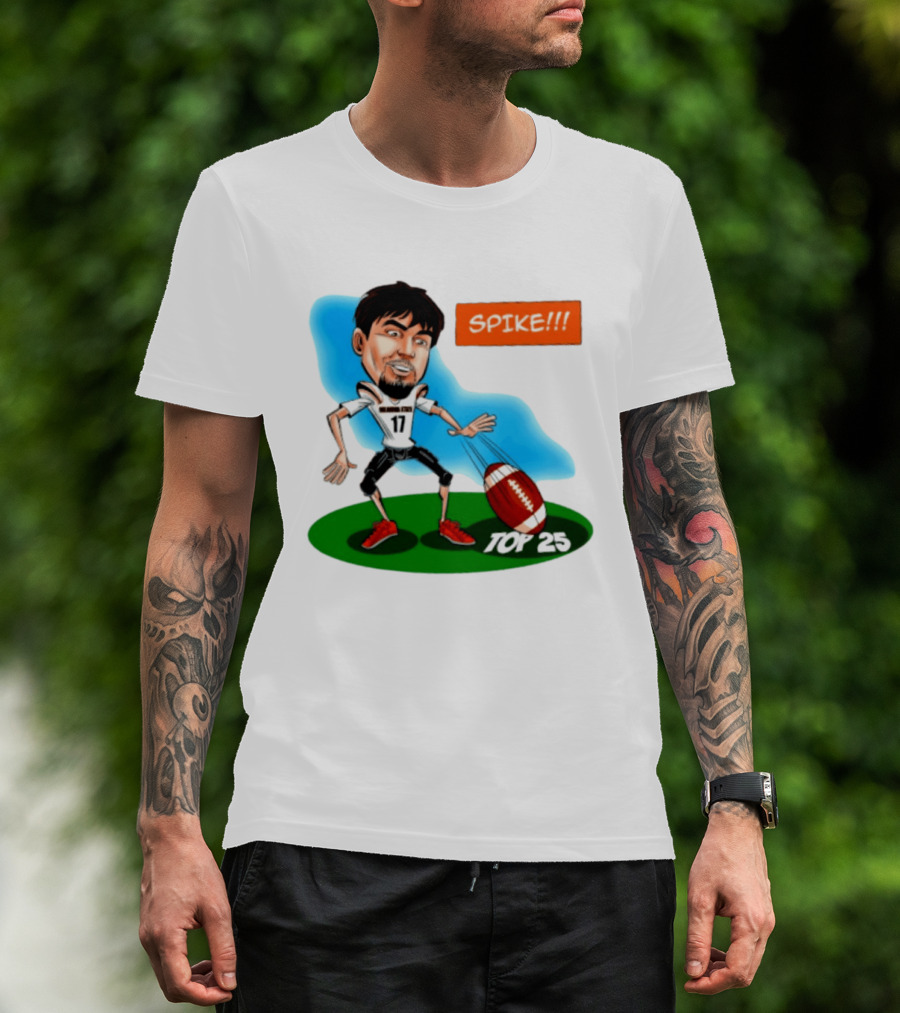 Drew Mestemaker Oklahoma State Football Spike Top 25 Player Caricature T-Shirt