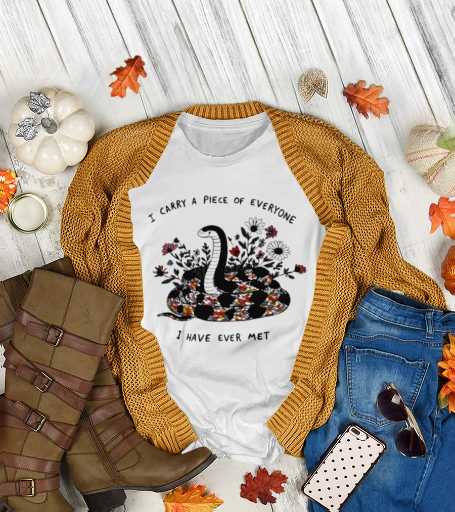 I Carry A Piece Of Everyone I Have Ever Met Snake Floral Blossoms T-Shirt