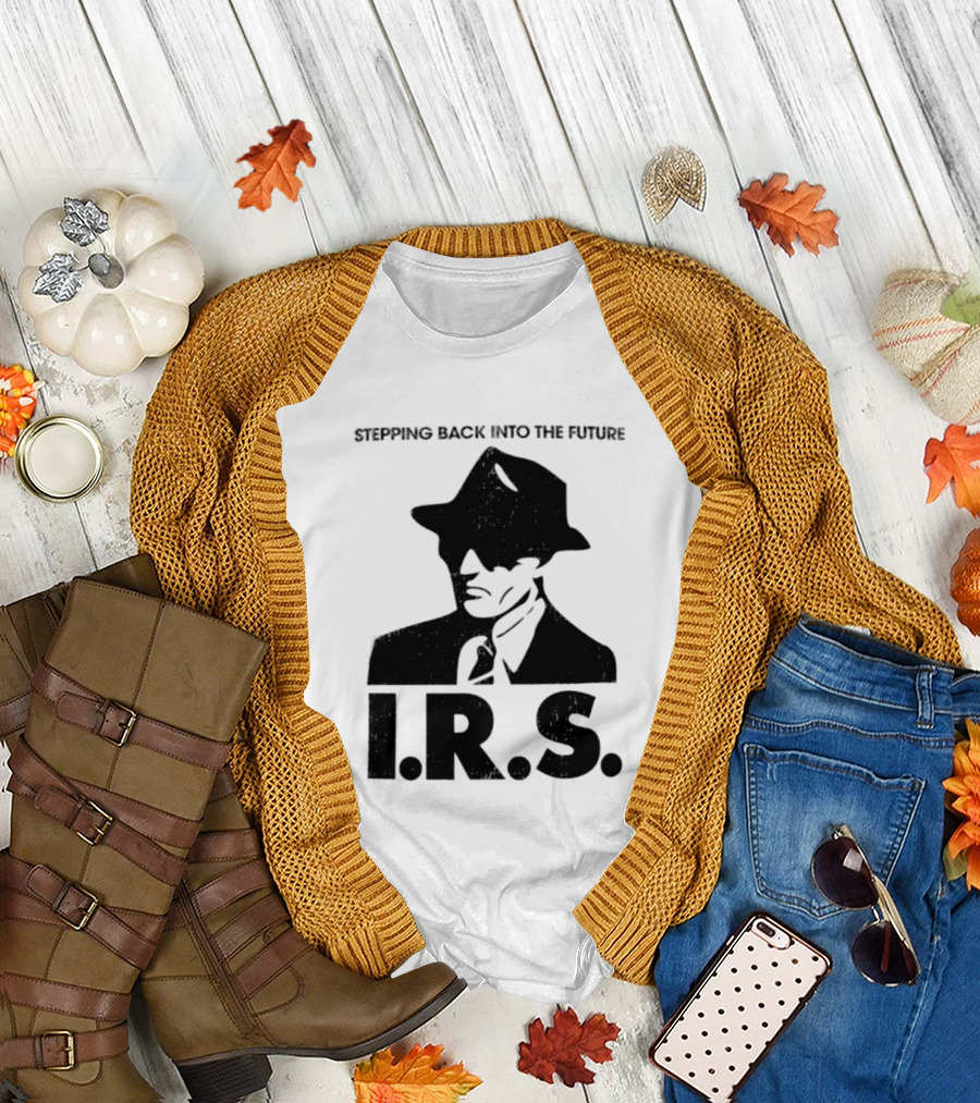 Stepping Back Into The Future IRS Vintage Style Fedora Man T-Shirt