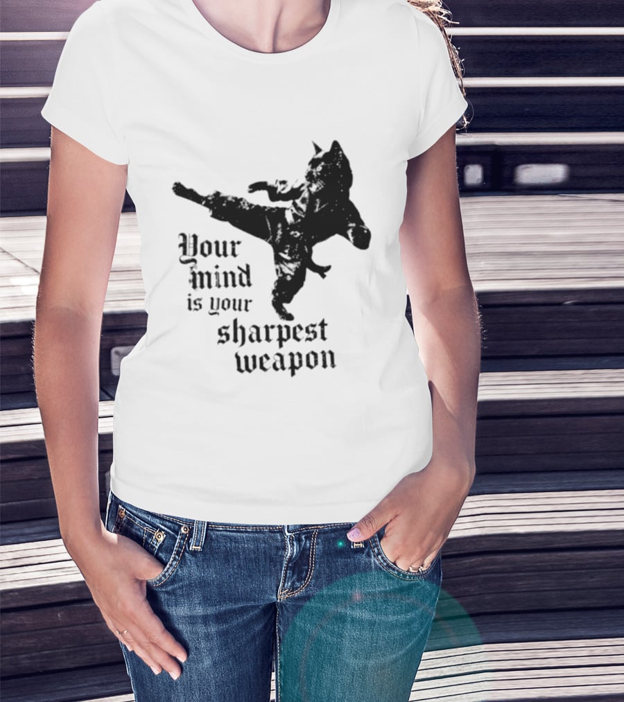 Your Mind Is Your Sharpest Weapon Karate Cat T-Shirt