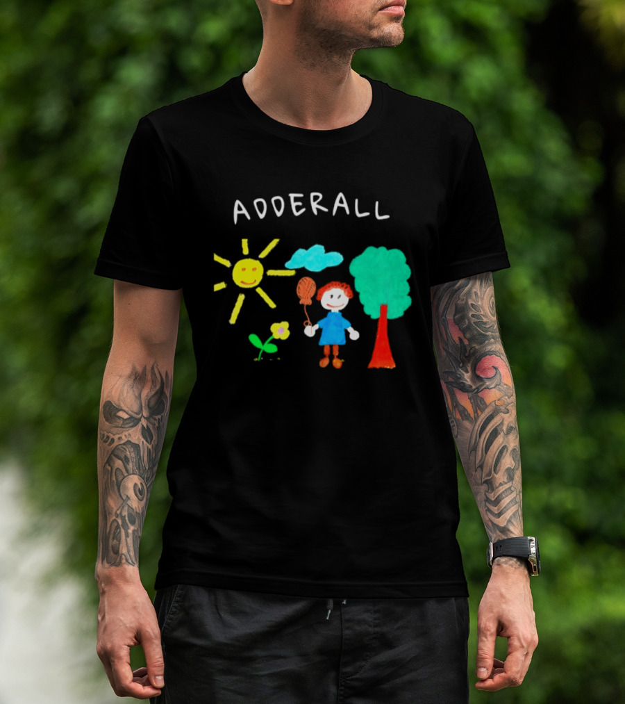 Childhood ADHD Awareness Adderall Child Drawing With Sun And Tree T-Shirt