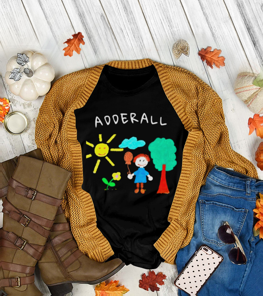 Childhood ADHD Awareness Adderall Child Drawing With Sun And Tree T-Shirt