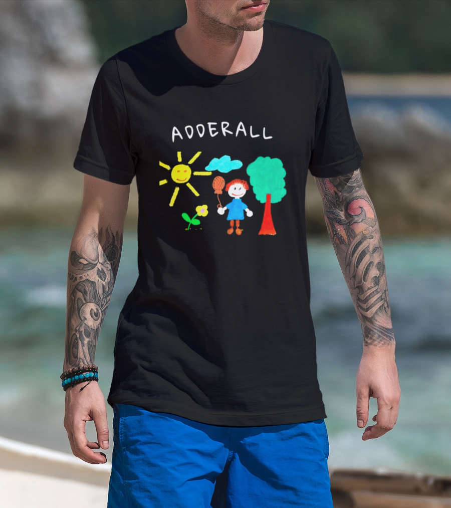 Childhood ADHD Awareness Adderall Child Drawing With Sun And Tree T-Shirt