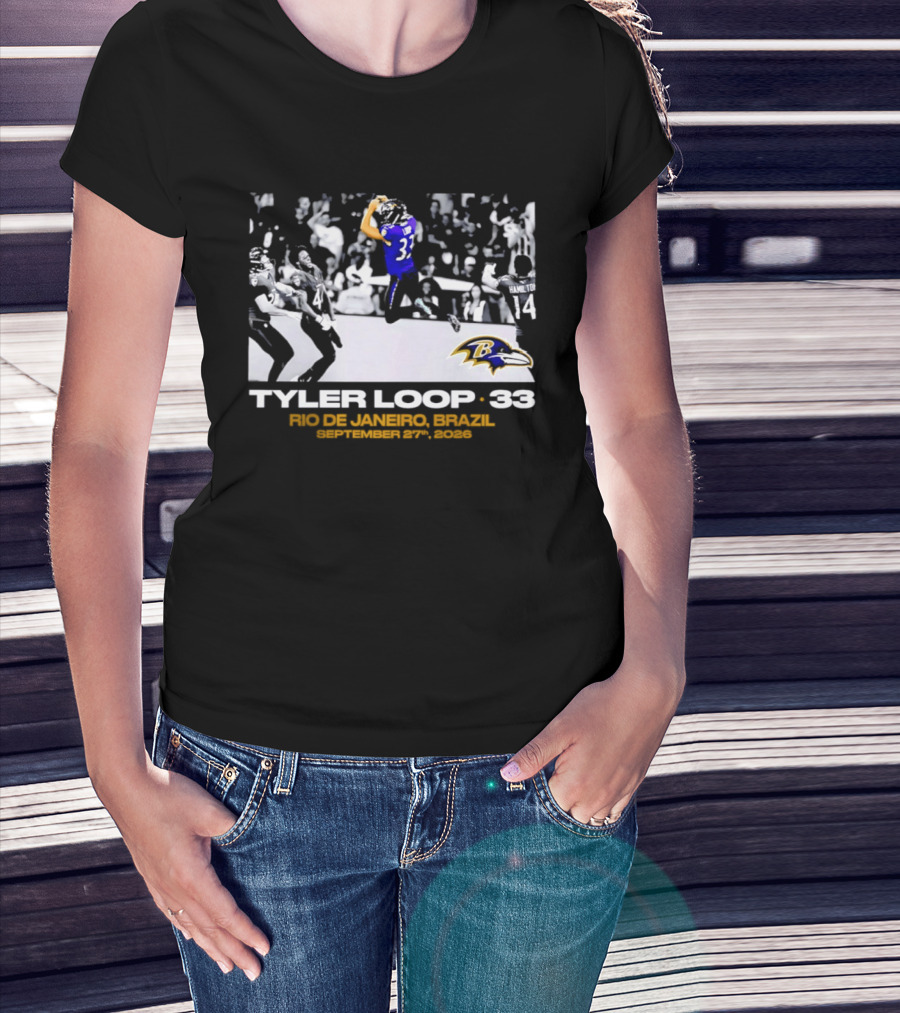 Baltimore Ravens Tyler Loop 33 Rio De Janeiro Brazil September 25 2023 T-Shirt