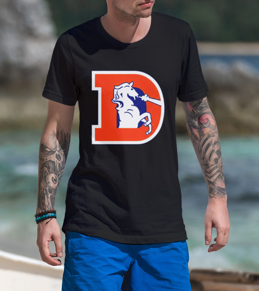 Bo Nix Broncos Old School Denver Horse Icon D T-Shirt