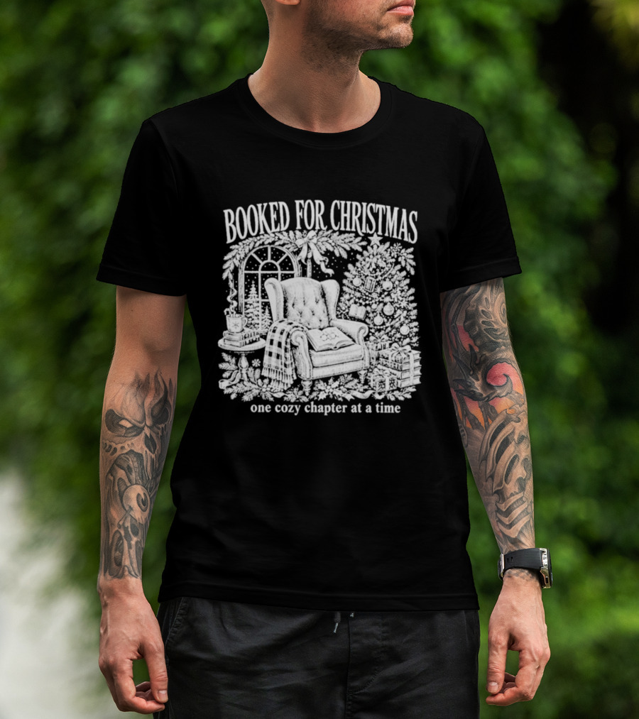 Booked For Christmas Cozy Chapter By The Fireplace T-Shirt
