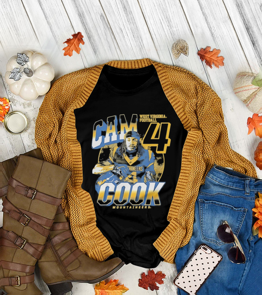Cam 4 Cook West Virginia Football Mountaineers T-Shirt
