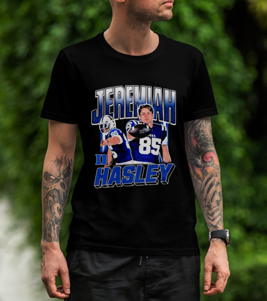 Jeremiah Hasley Duke Blue Devils Football 85 Player 90s Bootleg T-Shirt