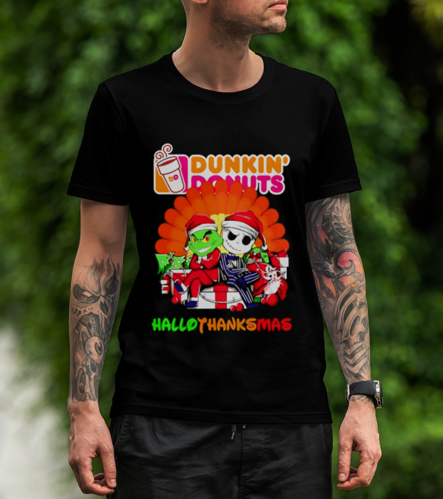 Dunkin' Donuts Grinch Jack Skellington Hallothanksmas 2026 T-Shirt