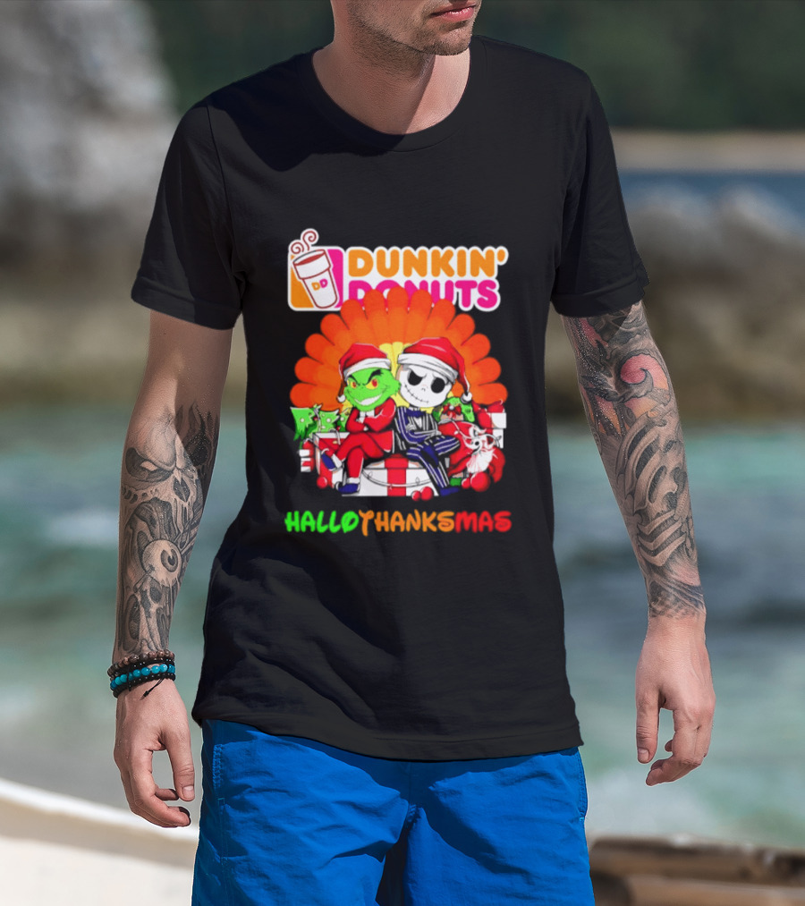 Dunkin' Donuts Grinch Jack Skellington Hallothanksmas 2026 T-Shirt