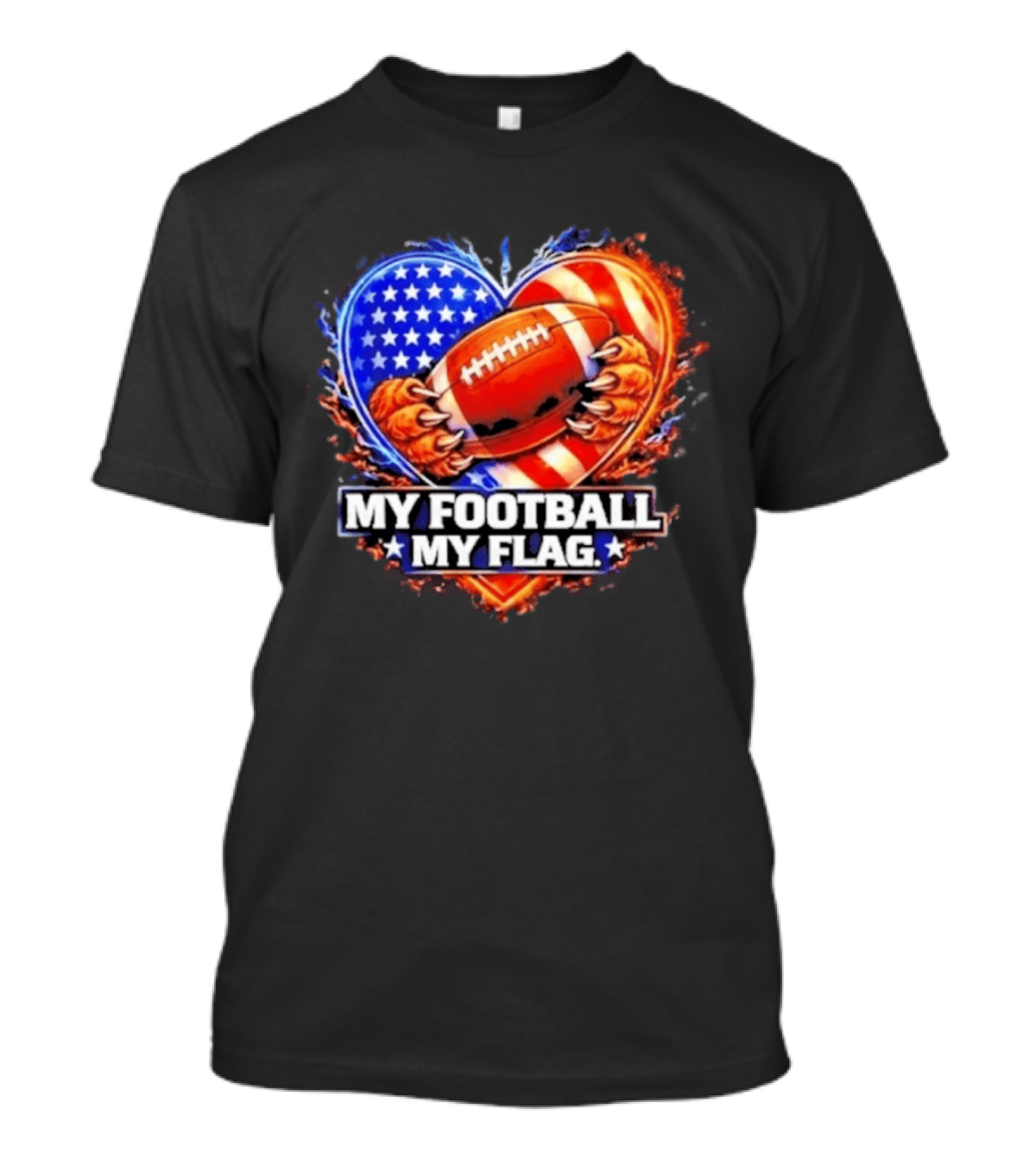 Heart American Football 2026 Season My Football My Flag T-Shirt