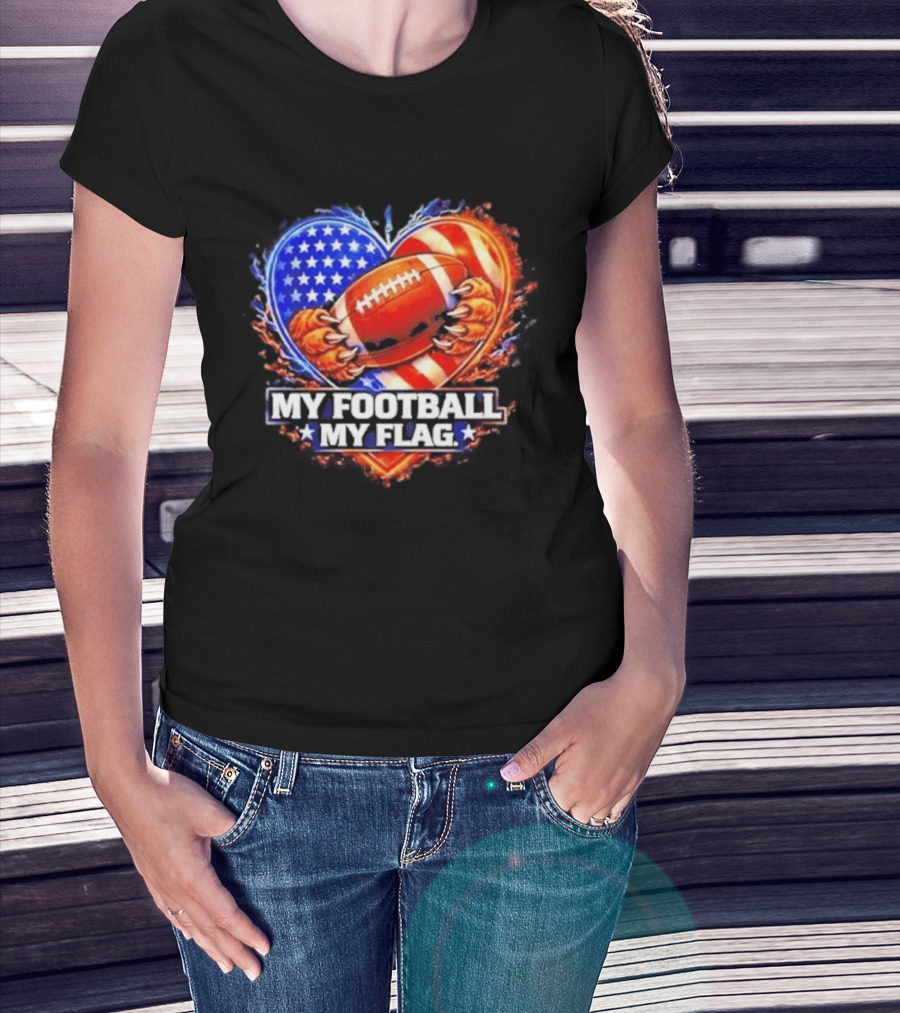 Heart American Football 2026 Season My Football My Flag T-Shirt