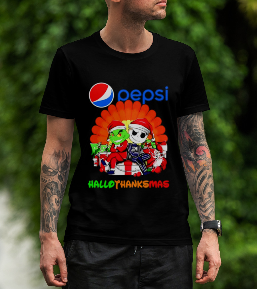 Pepsi Grinch Jack Skellington Hallothanksmas 2026 Holiday Mashup T-Shirt