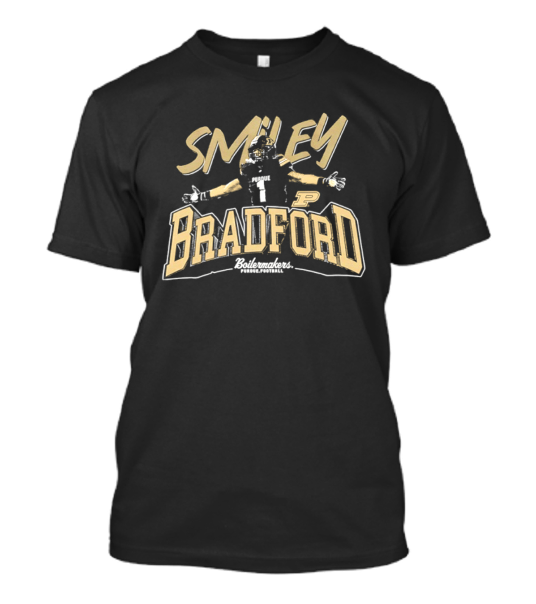 Smiley Bradford Purdue Boilermakers Football NCAA Player T-Shirt