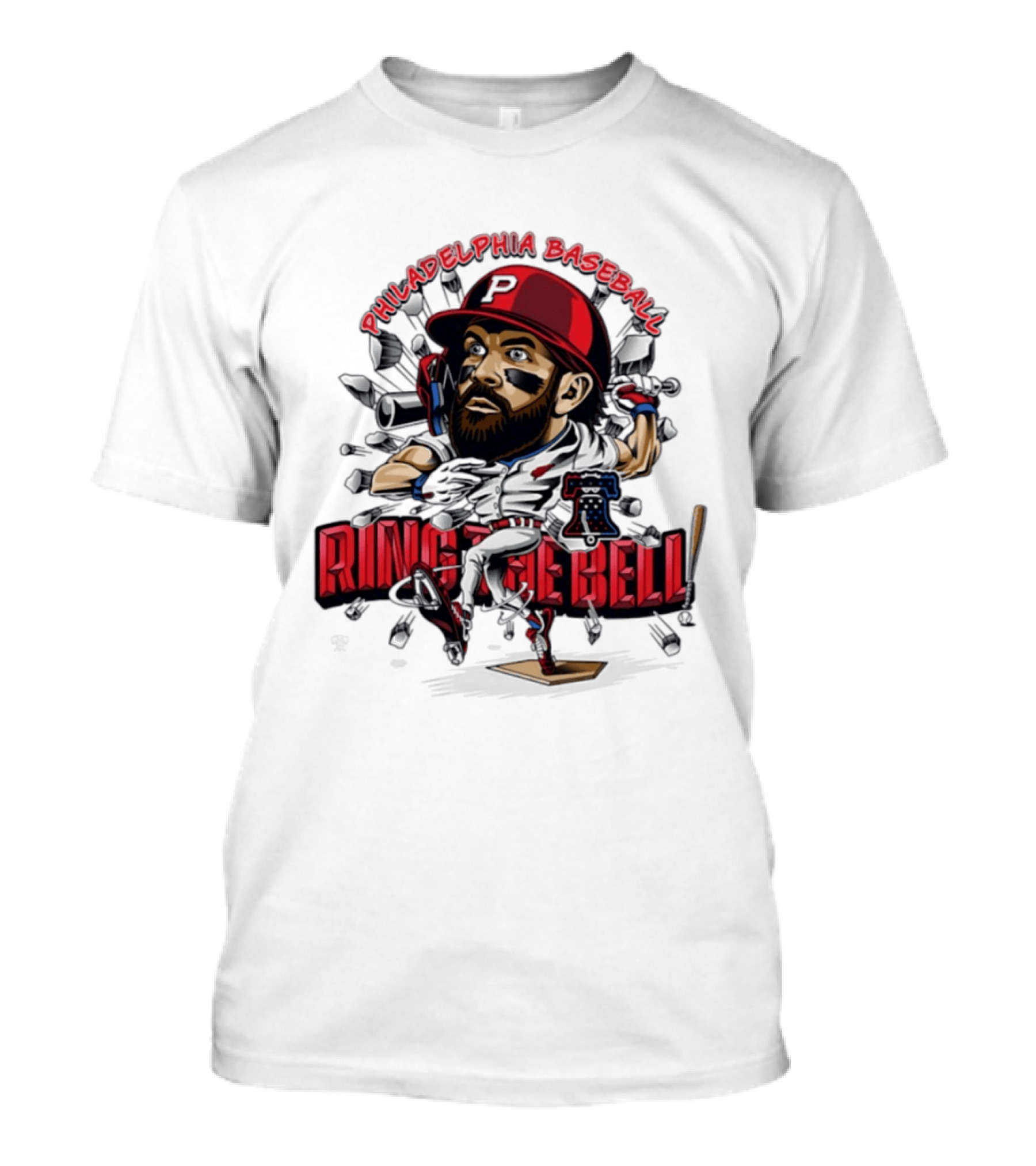 Bryce Harper Philadelphia Baseball Ring The Bell Caricature T-Shirt