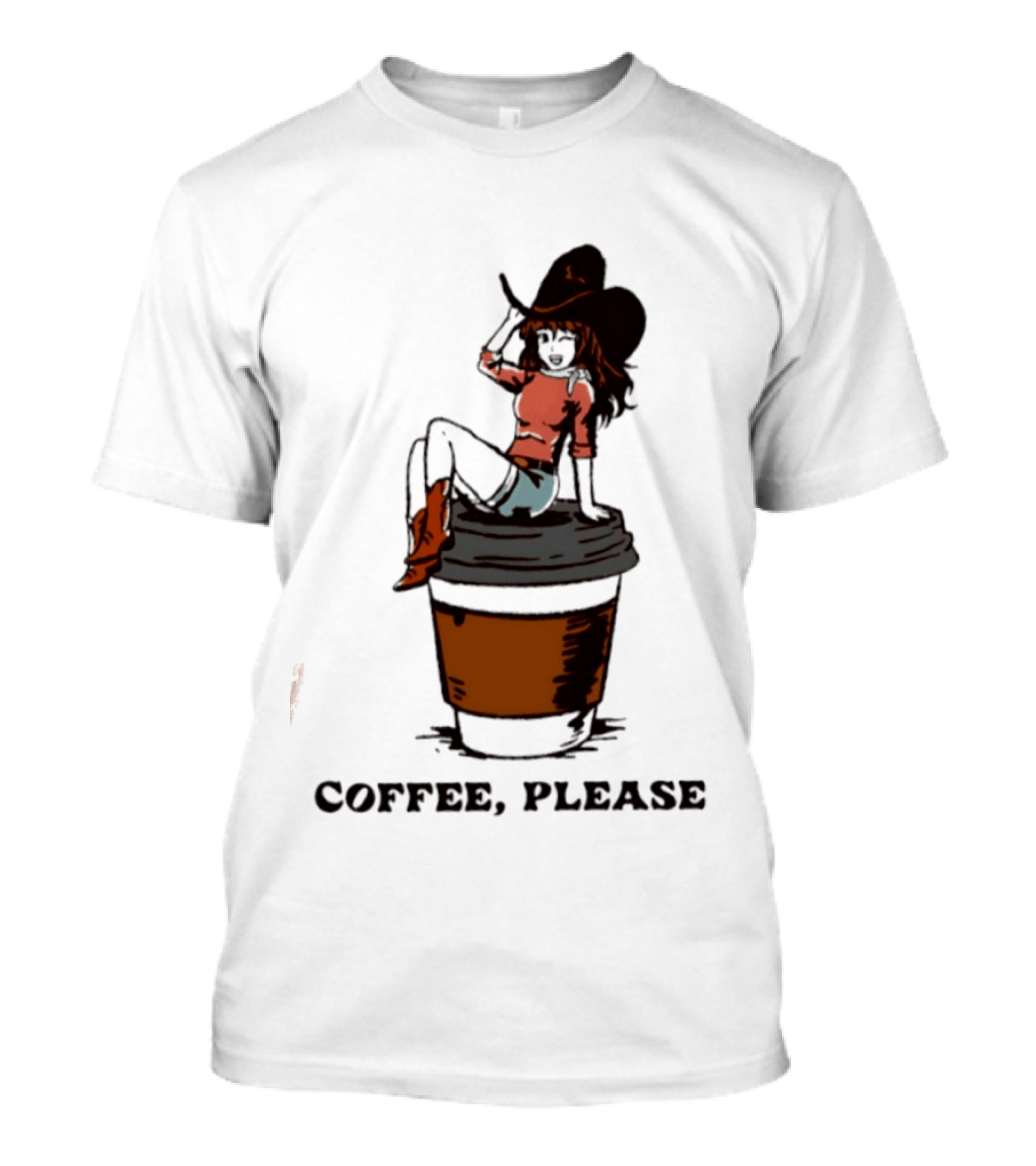 Cowgirl Coffee Please Western Caffeine Cartoon T-Shirt