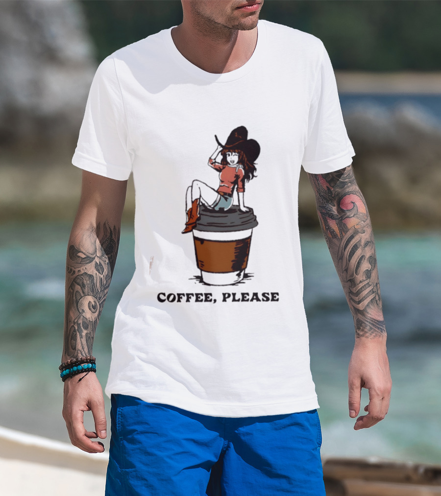Cowgirl Coffee Please Western Caffeine Cartoon T-Shirt