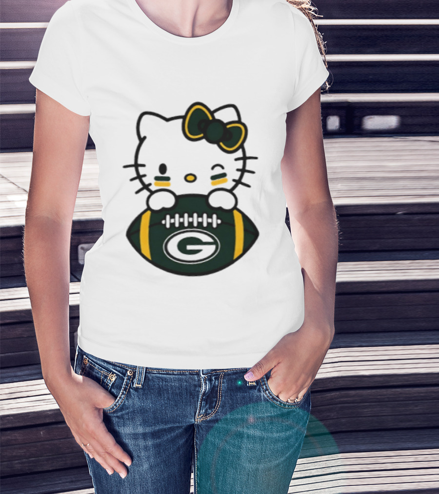 Green Bay Packers Hello Kitty Collaboration 2026 Football Season T-Shirt