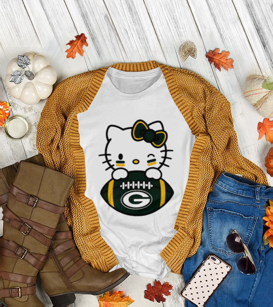 Green Bay Packers Hello Kitty Collaboration 2026 Football Season T-Shirt
