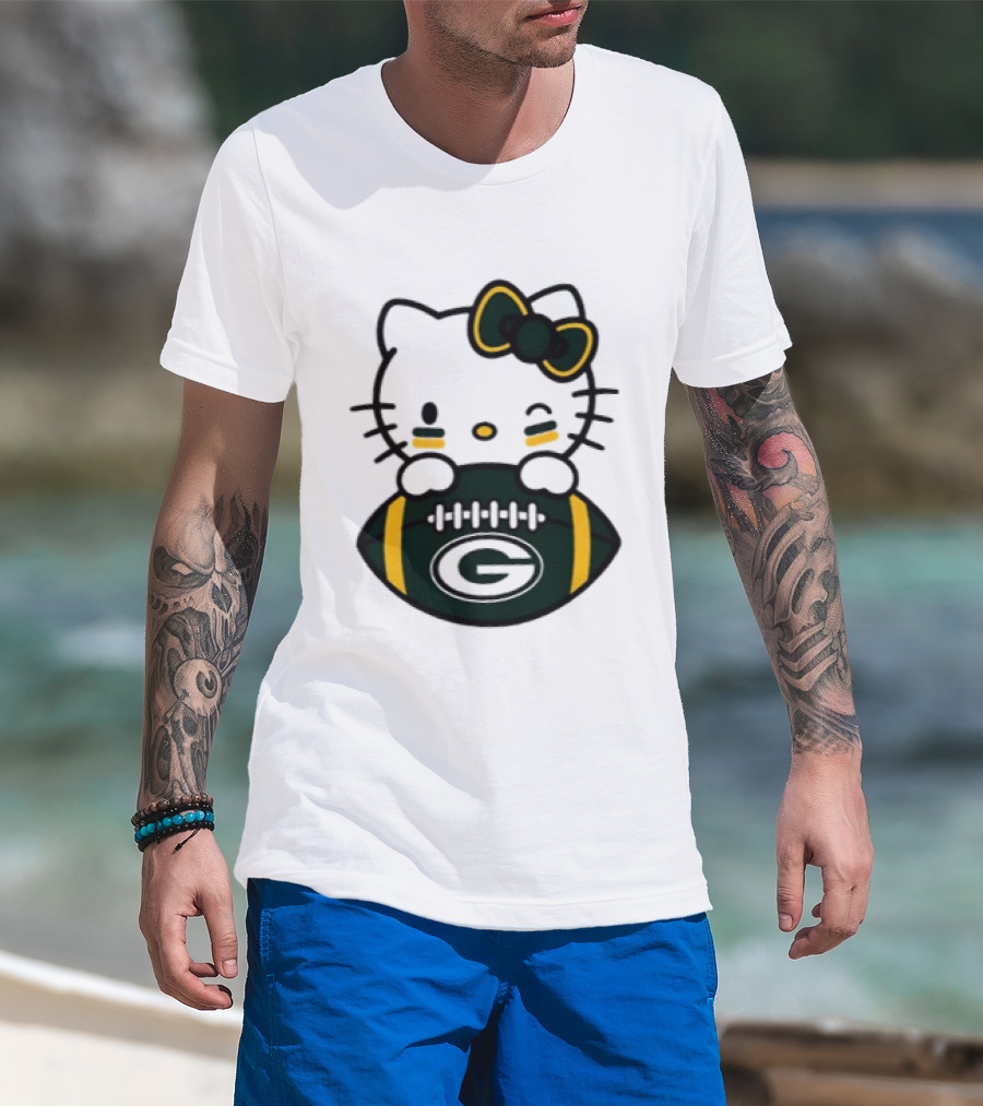 Green Bay Packers Hello Kitty Collaboration 2026 Football Season T-Shirt
