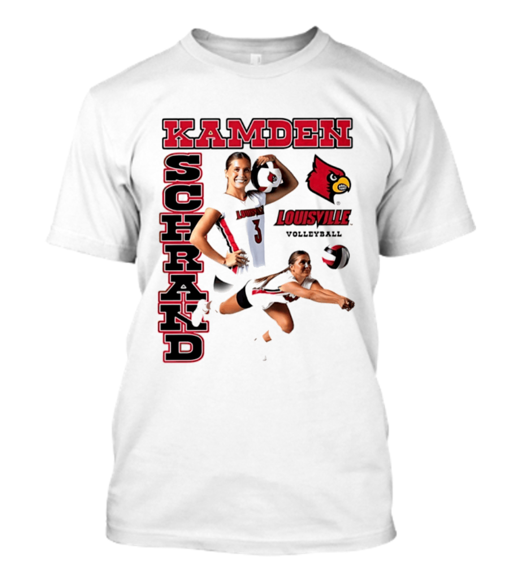 Kamden Schrand Louisville Cardinals Volleyball NCAA Sports Team Player Action T-Shirt