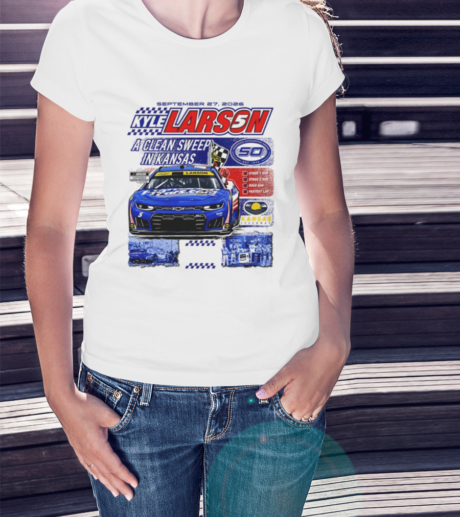 Kyle Larson A Clean Sweep In Kansas September 17 2026 T-Shirt