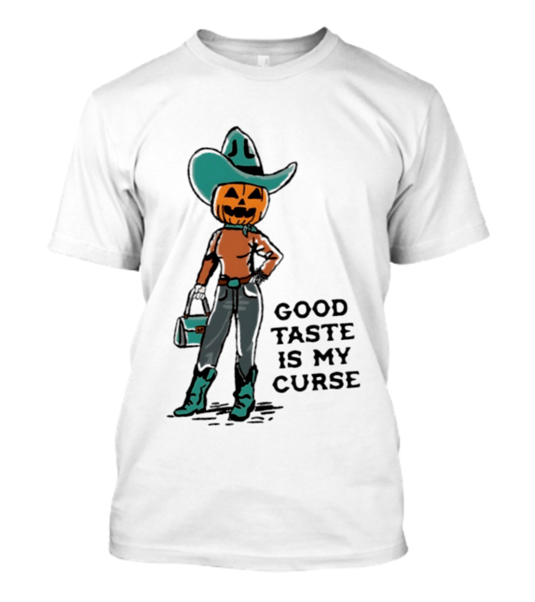 Pumpkin Cowboy Good Taste Is My Curse Halloween Outfit T-Shirt