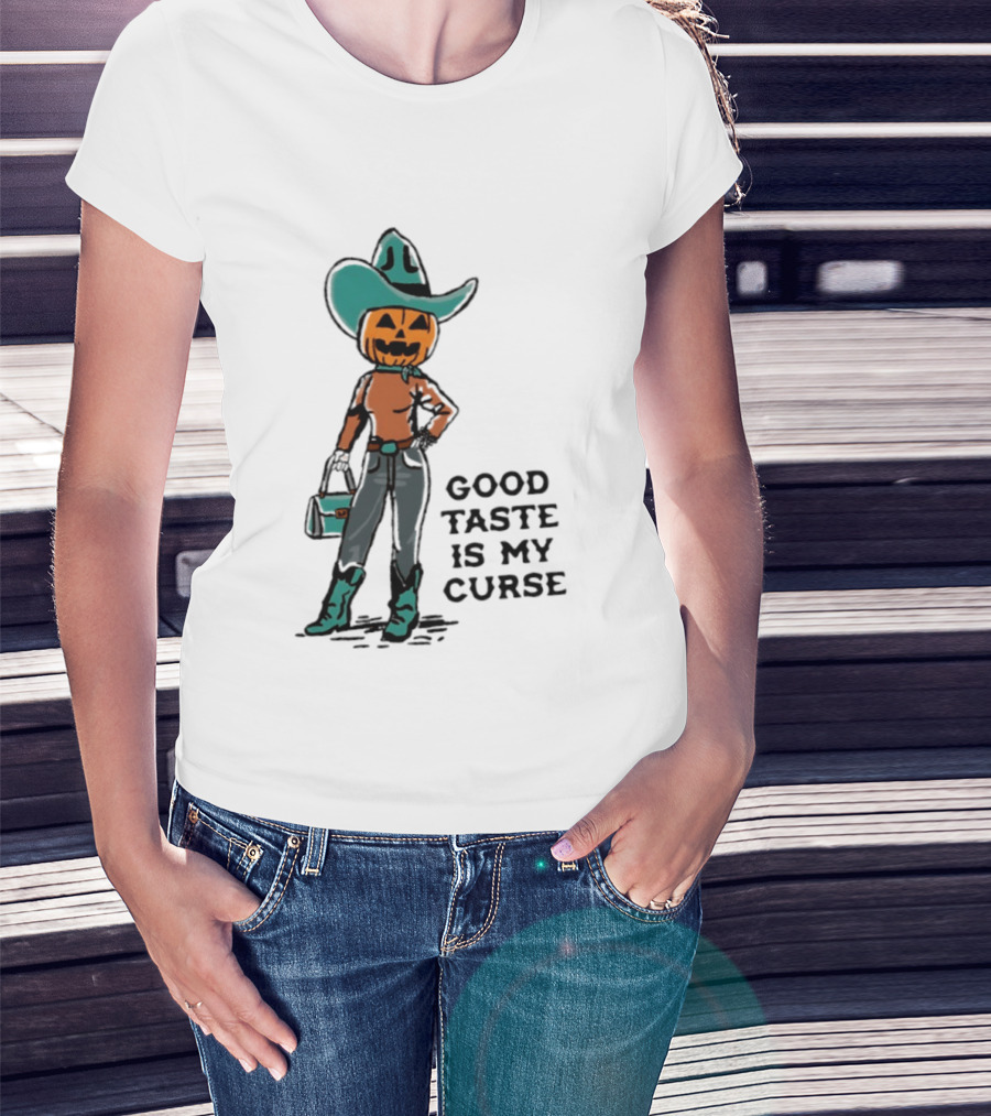 Pumpkin Cowboy Good Taste Is My Curse Halloween Outfit T-Shirt