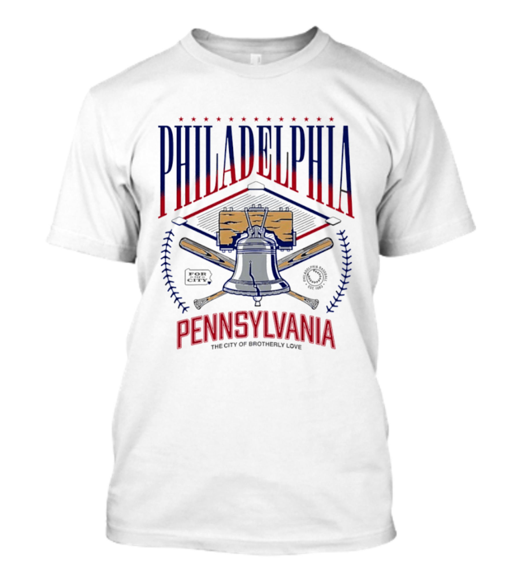 Philadelphia Pennsylvania City Of Brotherly Love Liberty Bell And Baseball T-Shirt