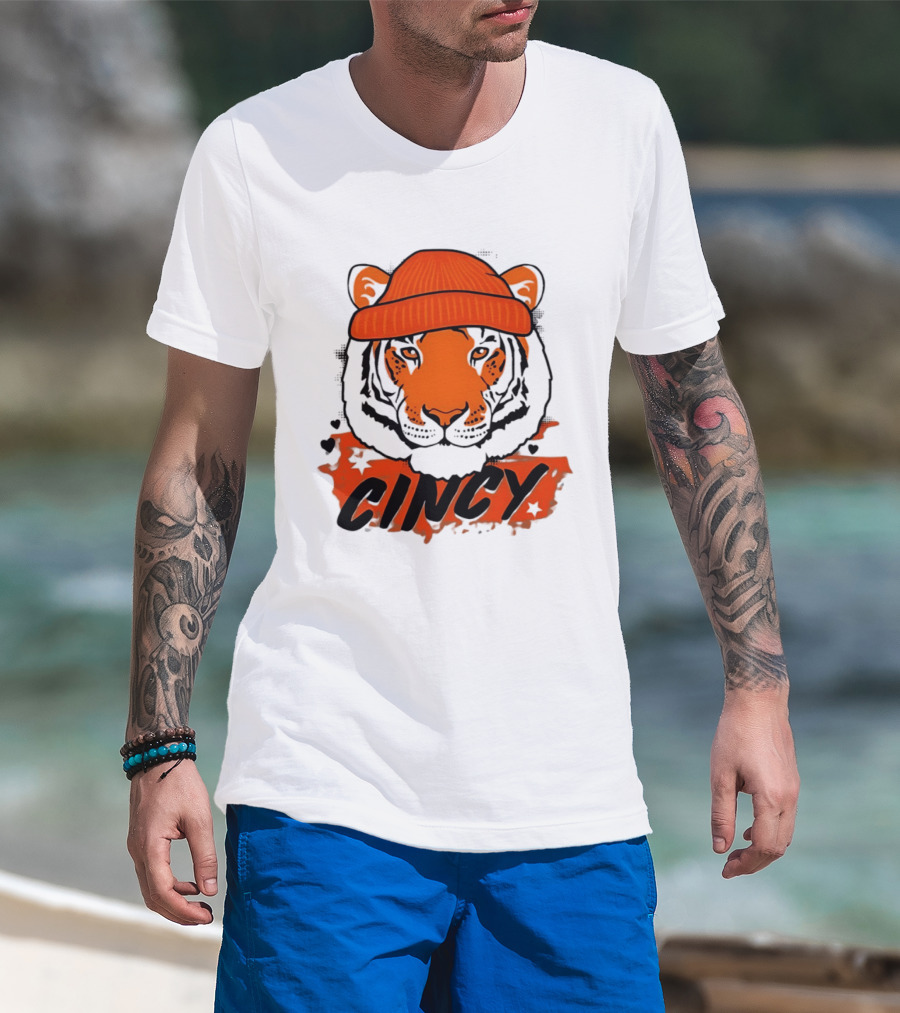 Cincy Tiger Beanie Cincinnati Bengals Football T-Shirt