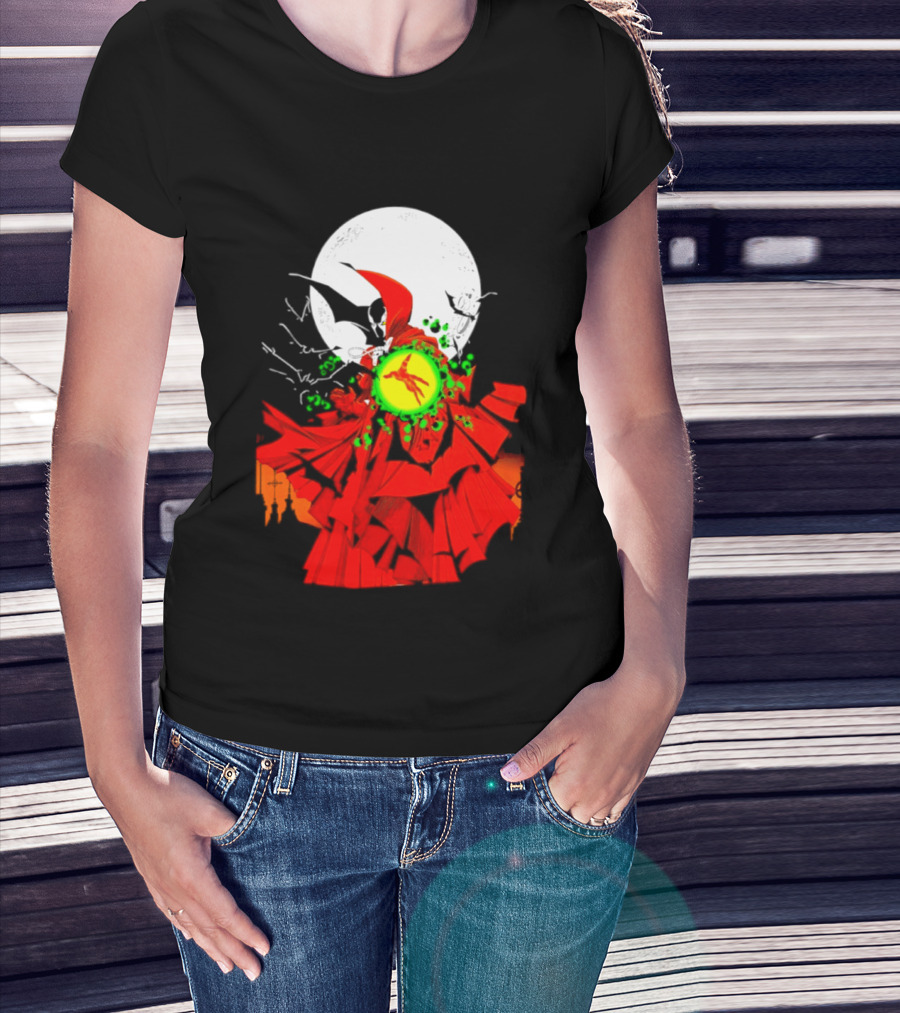 Graveyard Shift Whitegold Industries Spawn Halloween 2026 Full Red Moon T-Shirt