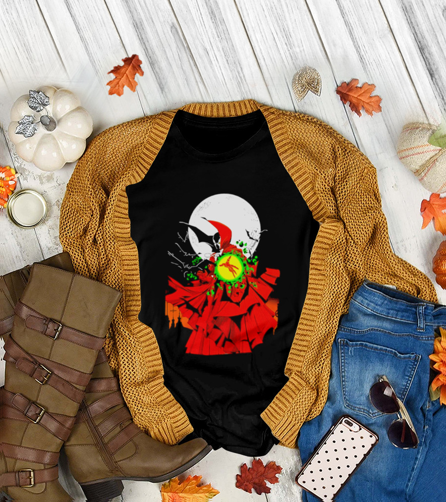 Graveyard Shift Whitegold Industries Spawn Halloween 2026 Full Red Moon T-Shirt