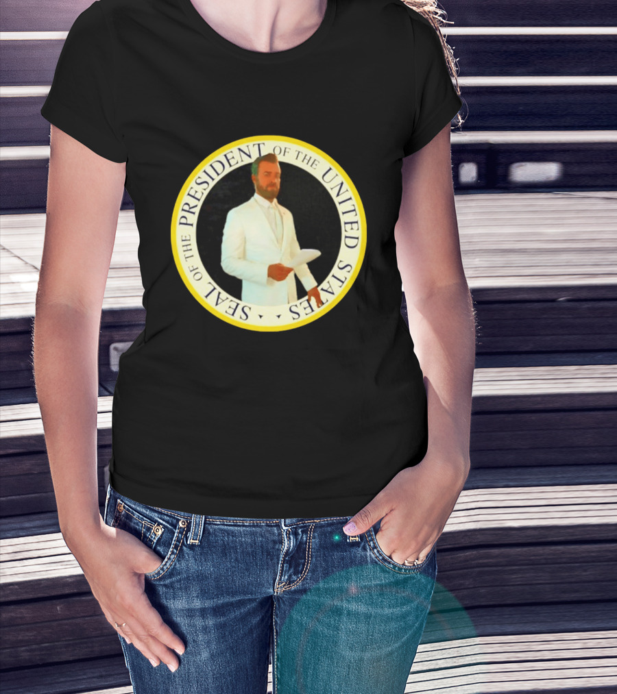 Seal Of The President Of The United States Justin Theroux In White Suit T-Shirt