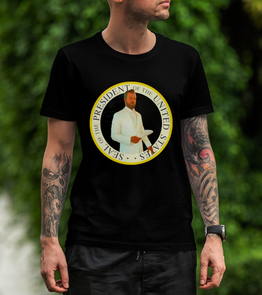 Seal Of The President Of The United States Justin Theroux In White Suit T-Shirt