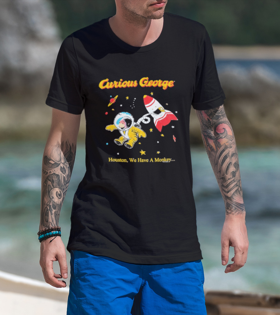 Curious George Astronaut Adventure Houston We Have A Monkey Space Rocket T-Shirt