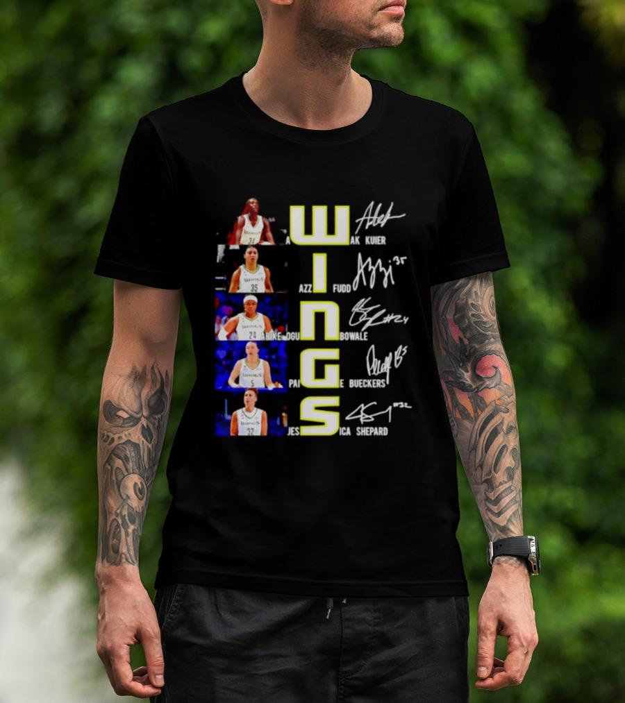 Dallas Wings Awak Kuier Azzi Fudd Arike Ogunbowale Paige Bueckers Jessica Shepard Signatures Compilation T-Shirt